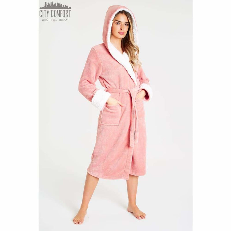 Citycomfort Fluffy Dressing Gown Super Soft Fleece with Hood for Women Dressing Gown Citycomfort £20.99