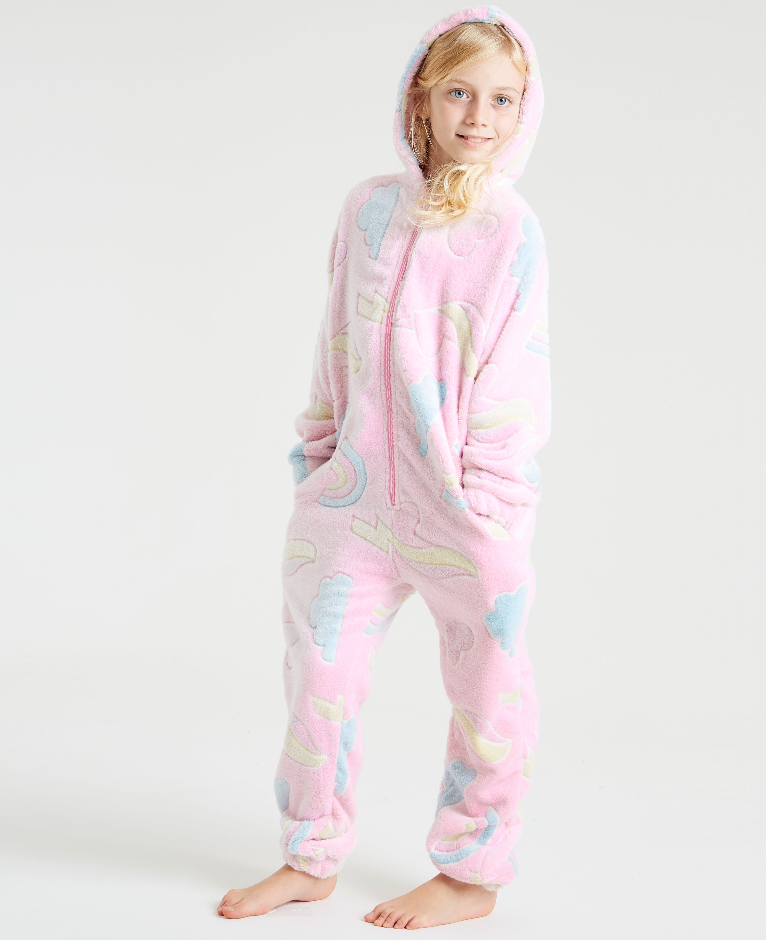 CityComfort Glow in The Dark Onesie Kids Onesies for Girls Rainbow Unicorn Pyjamas - Get Trend