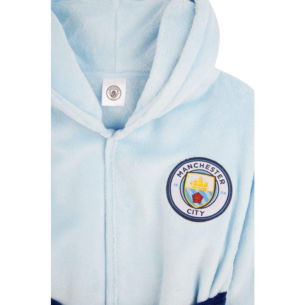 Manchester City F.c. Boys Dressing Gown Kids Hooded Robe Football Gifts Dressing Gown Manchester City F.c. £15.49