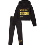 Harry Potter Black Cropped Hoodie & Leggings Cotton Set for Girls & Teenager Loungewear Set Harry Potter £15.49