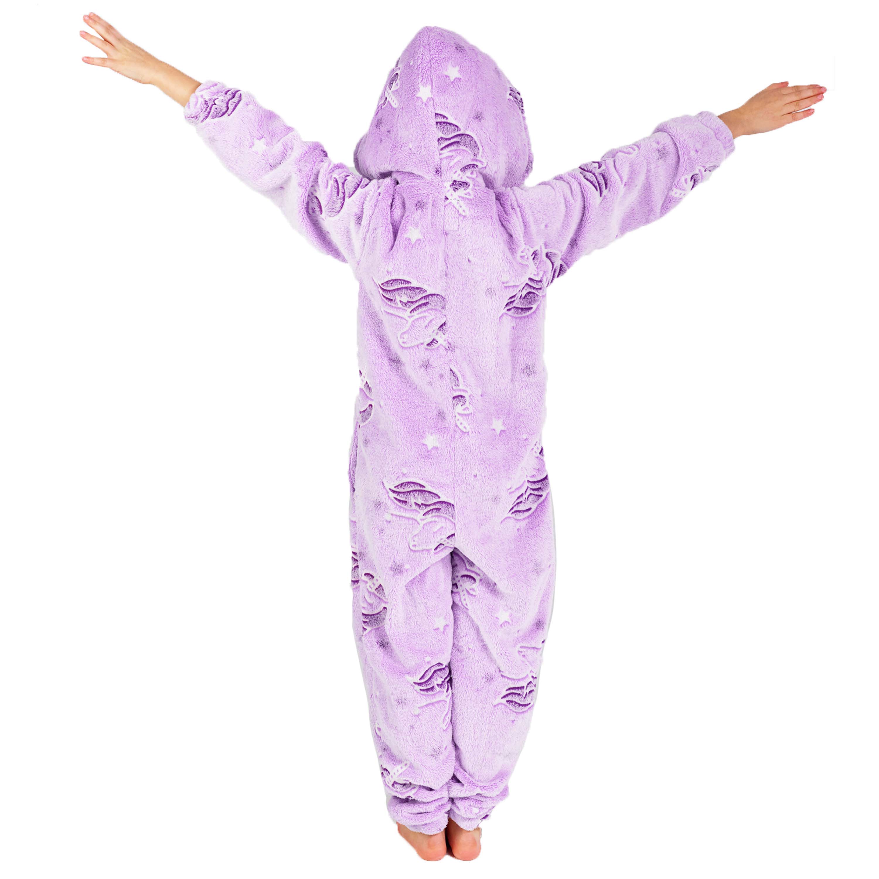 CityComfort Glow in The Dark Onesie Kids Onesies for Girls Rainbow Unicorn Pyjamas - Get Trend