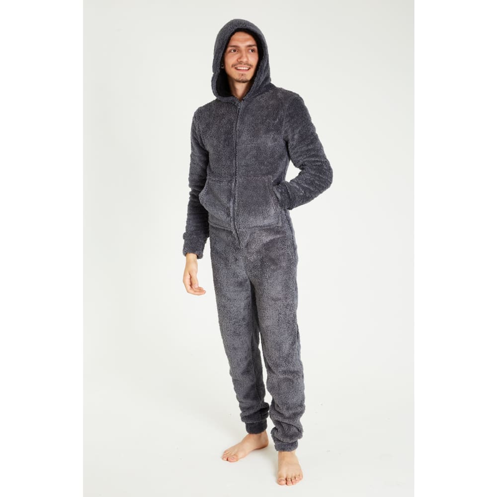 Citycomfort Fluffy Fleece Onesie with Hoodie and Pockets for Men Onesie Citycomfort £24.49