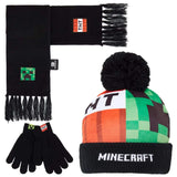 Minecraft Hat Scarf and Gloves Set Boys Gaming Gifts for Boys Hat Scarf Gloves Set Minecraft £13.49