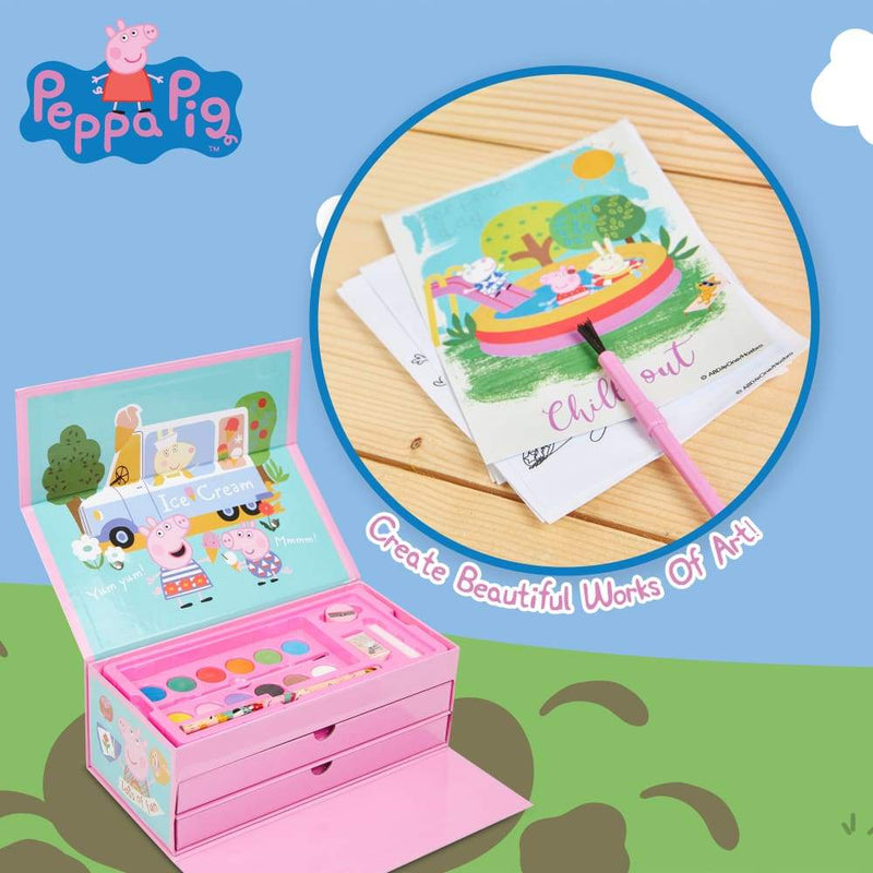 Peppa Pig Kids Art Set for Girls and Boys Travel Case Crafts Drawing a