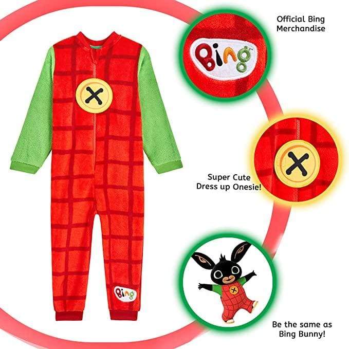 Bing Bunny Super Soft Fleece Onesie All in One Pyjamas for Boys Girls Toddlers Onesie Bing Bunny £14.49
