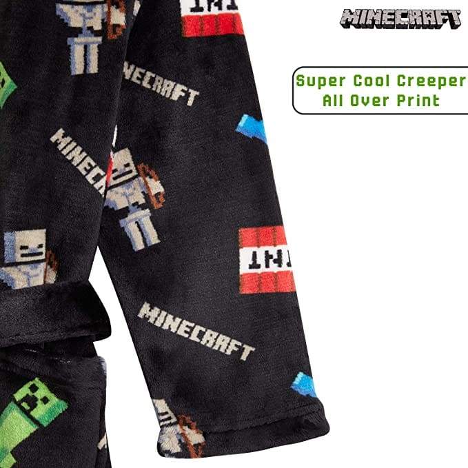 Minecraft Hooded Soft Dressing Gown with Creeper Design for Gamers Boys Girls Dressing Gown Minecraft £20.49