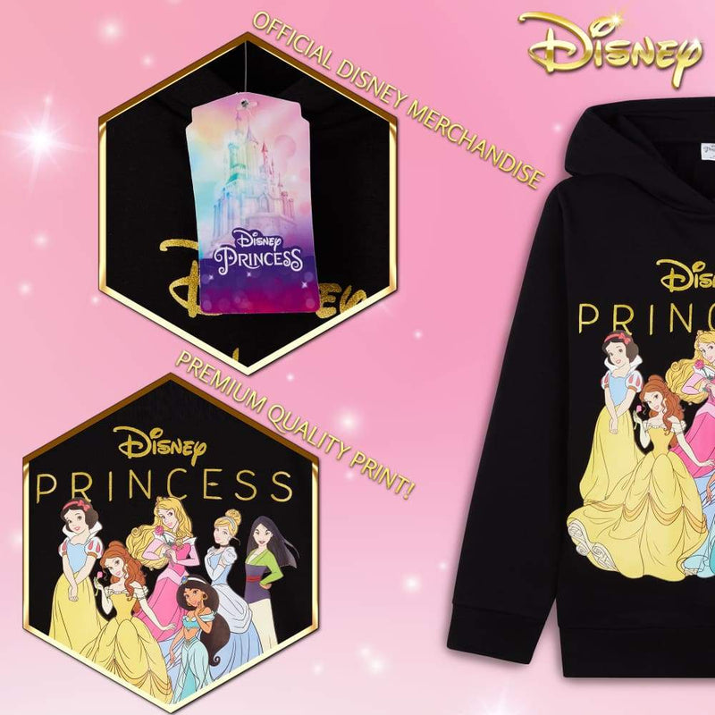 Disney Princess Girls Hoodies Hooded Girls Jumpers Kids Clothes Disney Gifts Hoodie Disney Princess £12.49